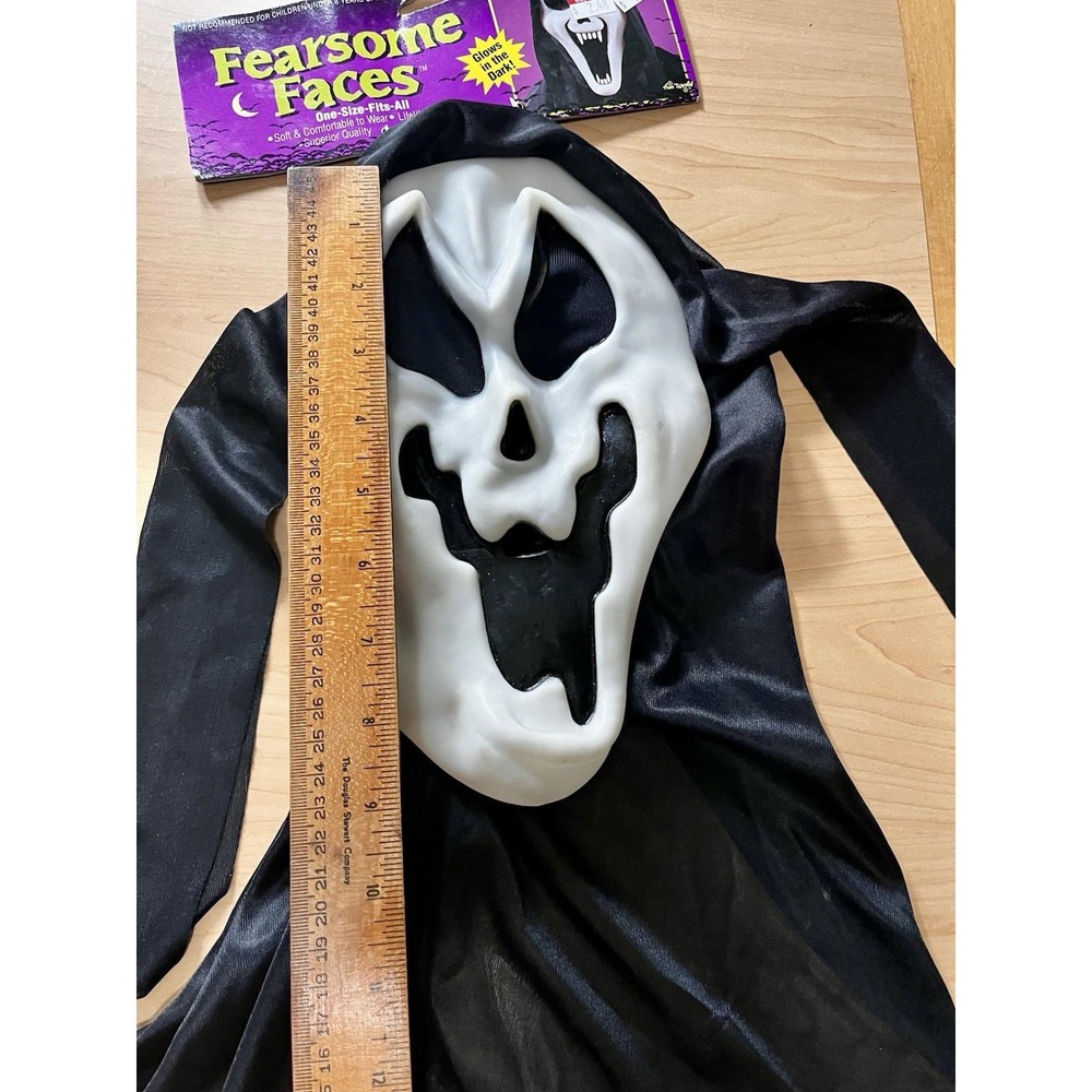 90s Fun World Fearsome Faces Scream Mask Melty Ghost Glow In Dark New Tags SEE - Picture 3 of 9